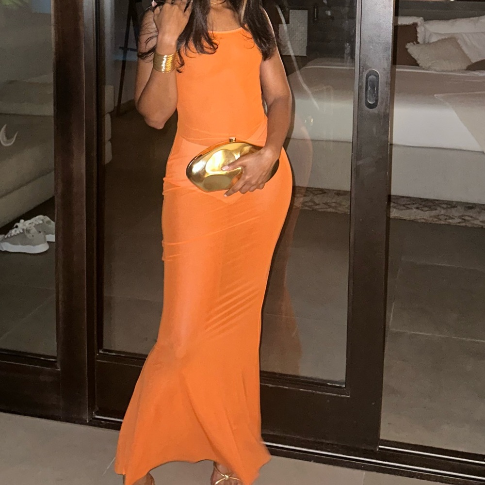 Orange mesh dress